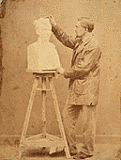 Rodin works on his bust of Father Eymard, 1863
