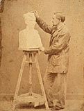Rodin works on his bust of Father Eymard, 1863